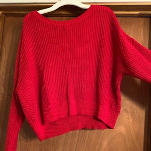 red cropped sweater